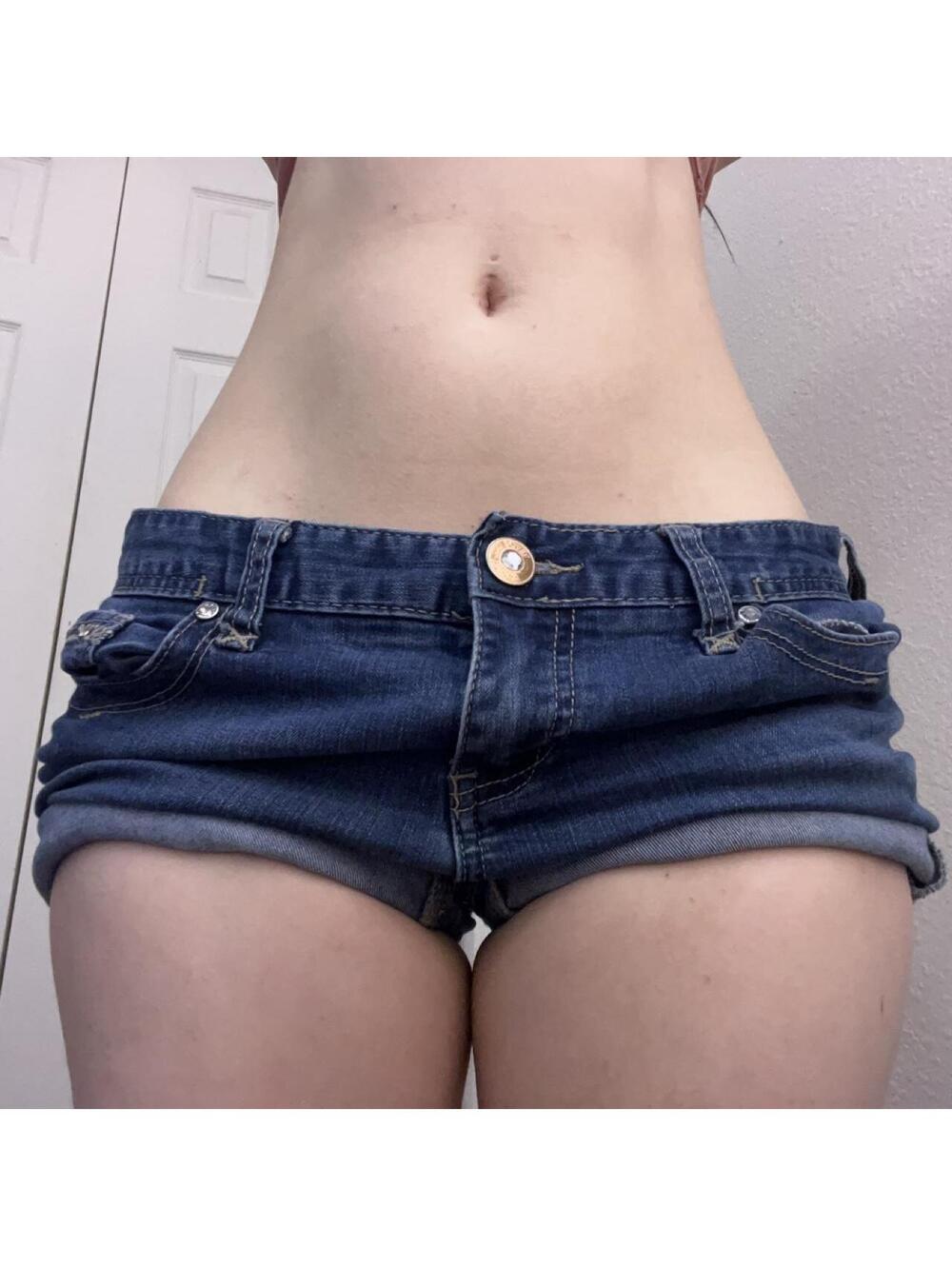 embellished low rise denim shorts